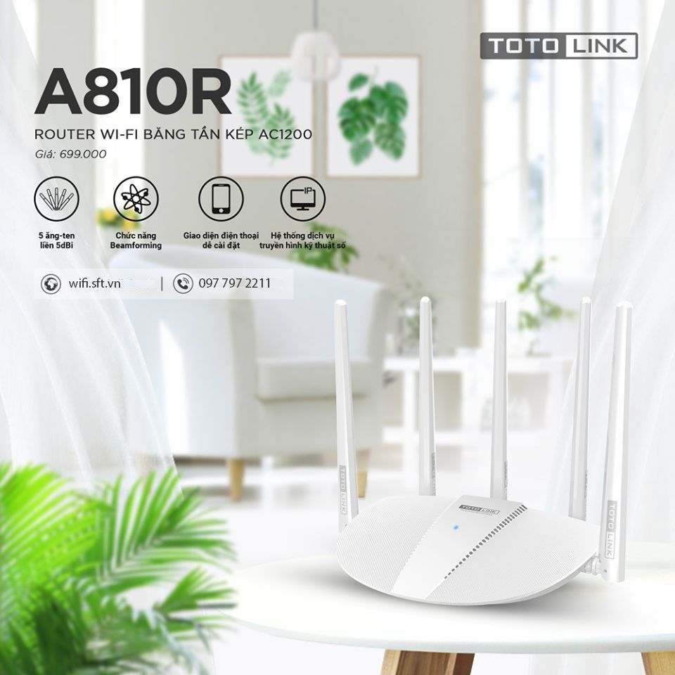 Bo phat Wifi chuan AC1200 TOTOLINK A810R